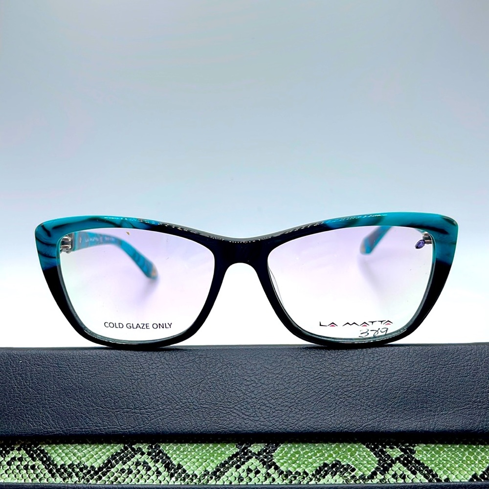 NWOT. La Matta of Italy Optical frames. Teal and black frames and arms.